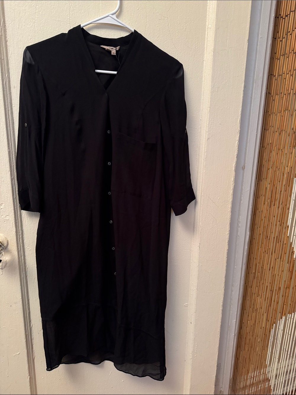 Vintage Helmut Lang Black Long Button-Front Shirt Dress
